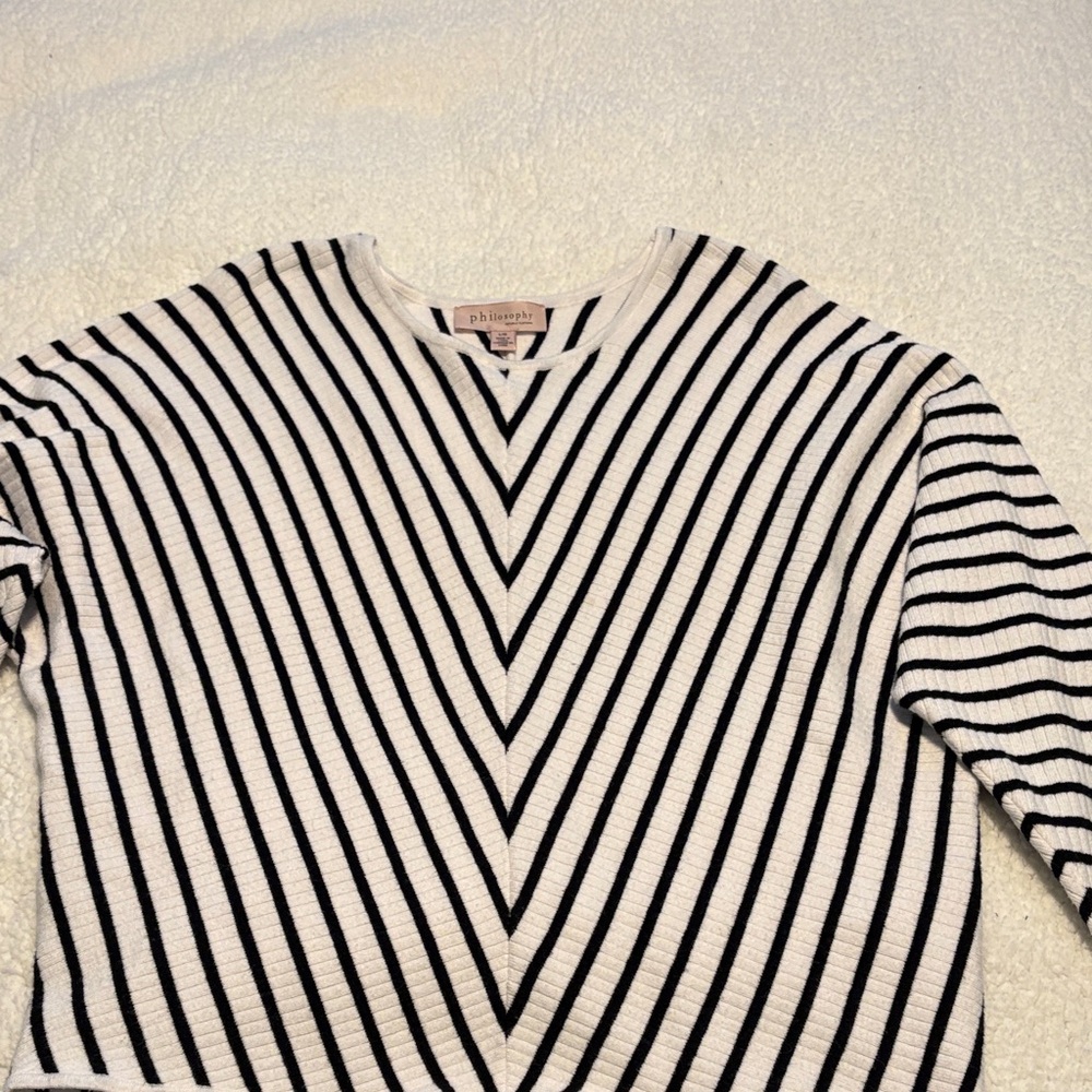 Philosophy Black and White V-Stripe Sweater